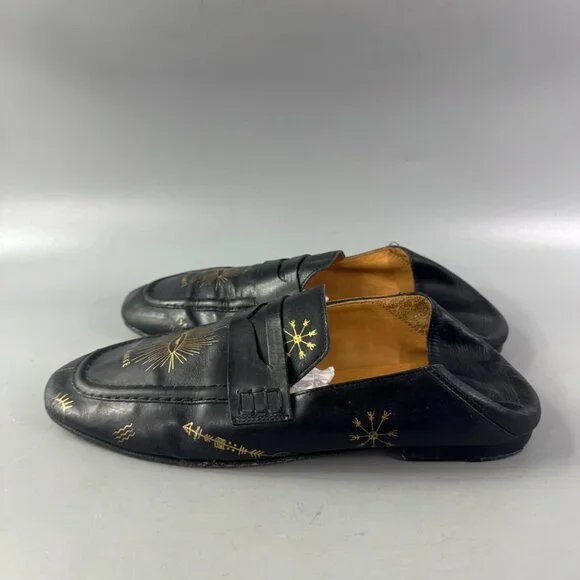 Isabel Marant Fanzel Collapsible-heel Leather Loafers In Metallic Black, Size 40 - Picture 5 of 14